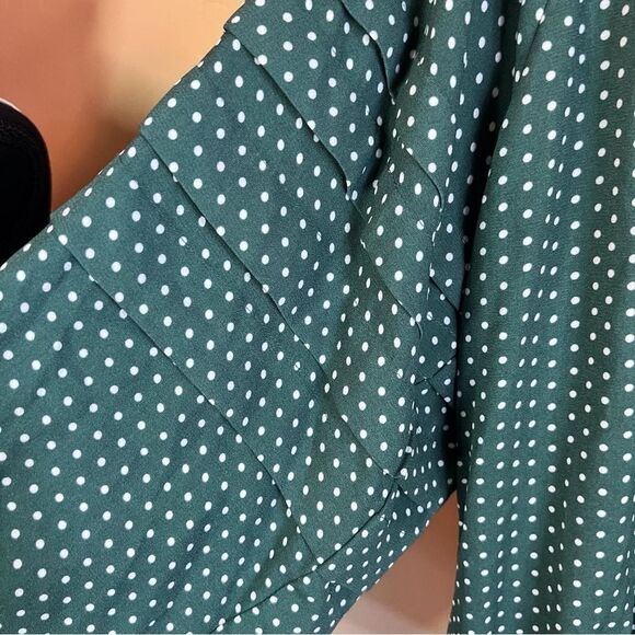 NWT‎ Draper James RSVP Womens Blouse Bodysuit Green Polka Dots Size XXL Career - Picture 7 of 7